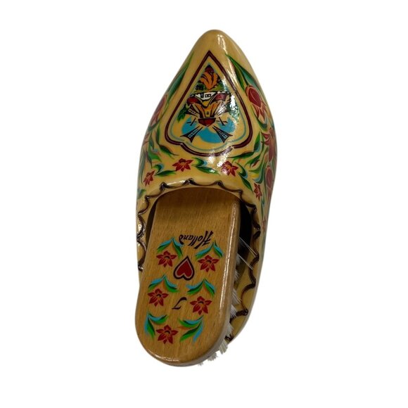 VTG Holland Wall Mountable Hand-Painted Wooden Clog & Shoe Brush 6.5" Length - Picture 3 of 16